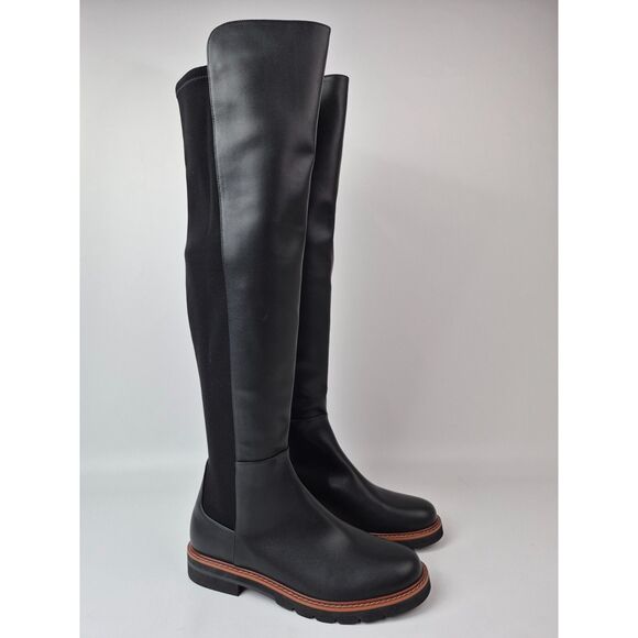 Stuart Weitzman Women's Black Adrina City Over the Knee Leather Boots Size 8 - Picture 1 of 7